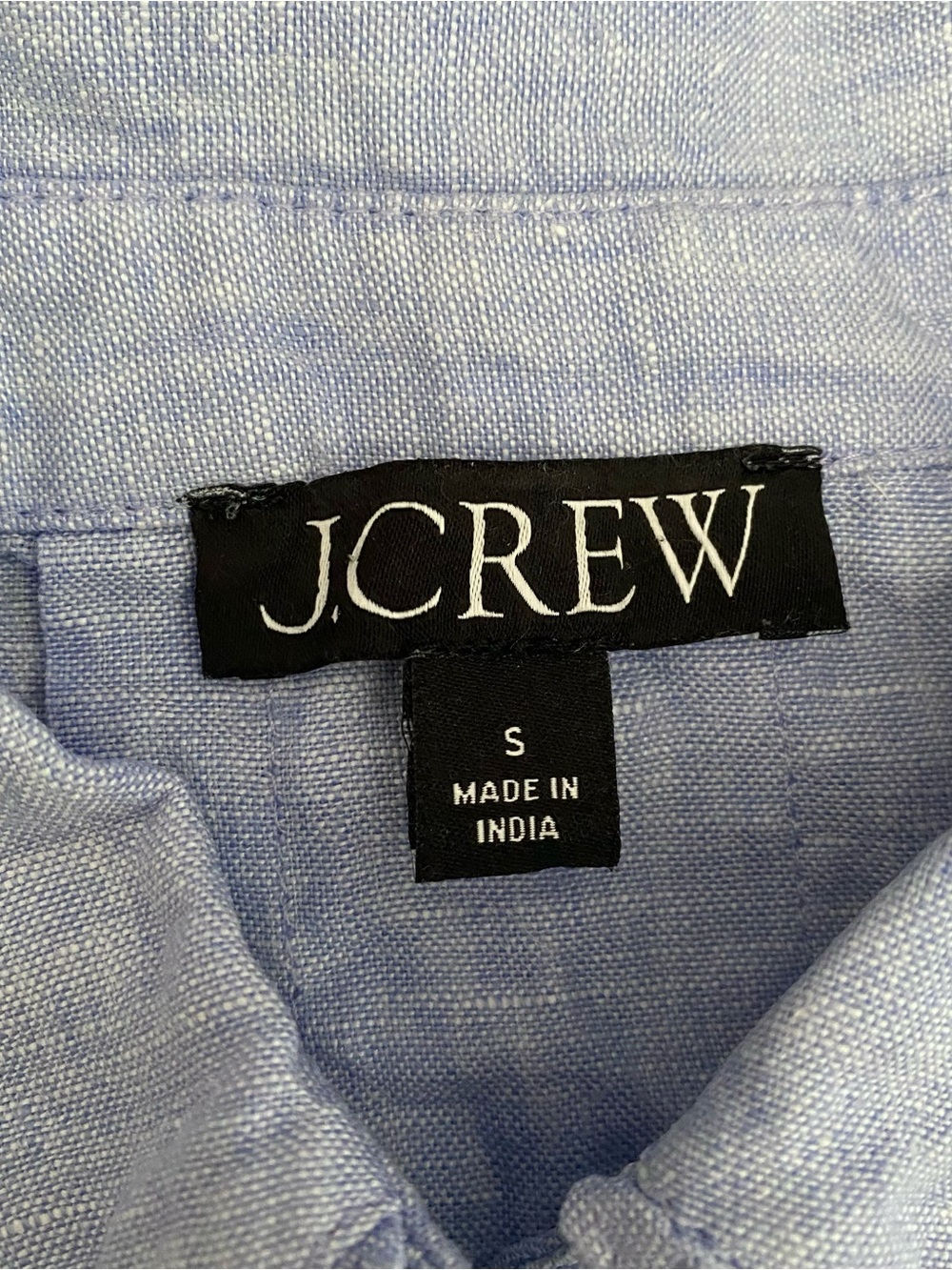J. Crew 100% Linen Ruffle Trim Button Down Shirt Womens Small Blue Short Sleeve - Picture 4 of 7
